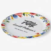 ボホウォーターカラーフローラガーデン夏50誕生日 ペーパープレート (アングル)