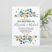 ボホウォーターカラーフローラティール(緑がかった色)イ結婚エローズ 招待状 (スタンド正面)