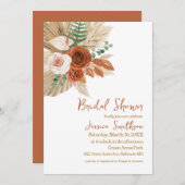ボホウォーターカラーフローラポンパスグラスブライダルシャワー 招待状 (正面/裏面)