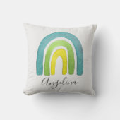 ボホウォーターカラーブルーレインボー子供部屋デコール クッション (正面)