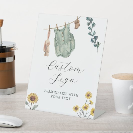 ボホウォーターカラーベビーシャワーカスタム文字標識 台座サイン (インサイチュ)