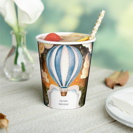 ボホウォーターカラーホットエアバルーン誕生日 紙コップ (インサイチュ)
