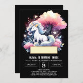 ボホウォーターカラーホース誕生日 招待状 (正面/裏面)