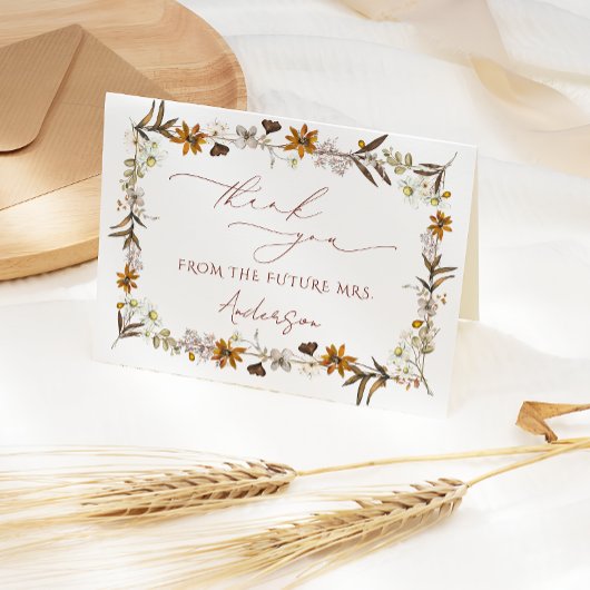 ボホウォーターカラーボタニカルブライダルシャワー サンキューカード