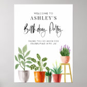 ボホウォーターカラーポッテッドハウスプラントバースデーパーティー ポスター (正面)