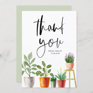 ボホウォーターカラーポッテッドハウスプラント誕生日 サンキューカード