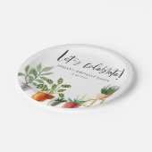 ボホウォーターカラーポッテッドハウスプラント誕生日 ペーパープレート (アングル)