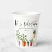 ボホウォーターカラーポッテッドハウスプラント誕生日 紙コップ (裏面)