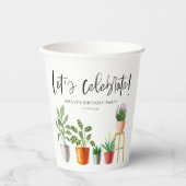 ボホウォーターカラーポッテッドハウスプラント誕生日 紙コップ (正面)