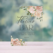 ボホウォーターカラーマウブピーチフラワーズフローラバー アクリルサイン (ニュートラル)