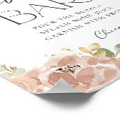 ボホウォーターカラーマウブピーチフラワーズミモサバー ポスター (角)