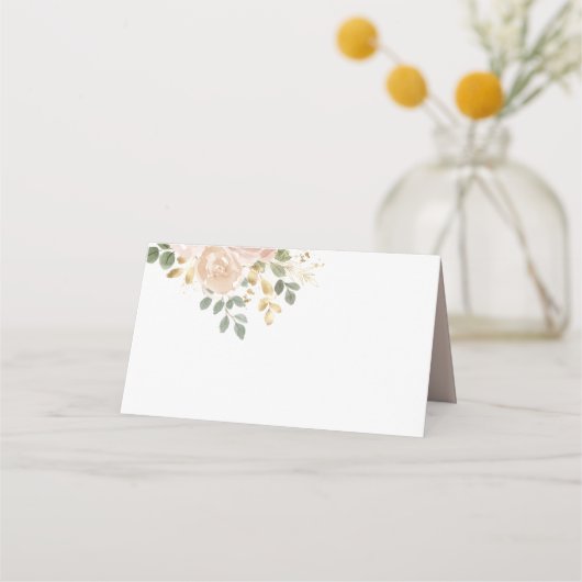 ボホウォーターカラーマウブピーチ結婚花の プレイスカード (裏面)