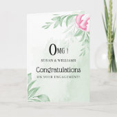 ボホウォーターカラーユーカリおめでとう婚約したとう カード (正面)