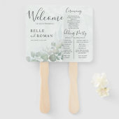 ボホウォーターカラーユーカリプトゥスグリーン結婚式 プログラム ハンドファン (正面&裏面)