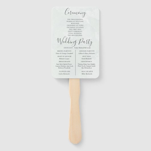 ボホウォーターカラーユーカリプトゥスグリーン結婚式 プログラム ハンドファン (裏面)