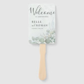 ボホウォーターカラーユーカリプトゥスグリーン結婚式 プログラム ハンドファン (正面)