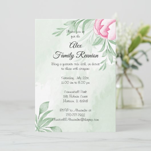 ボホウォーターカラーユーカリ葉懇親会ズグリーンリー 招待状 (スタンド正面)