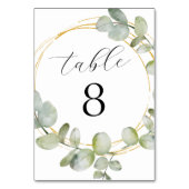 ボホウォーターカラーユーカリ&金ゴールド結婚ズ テーブルナンバー (正面)