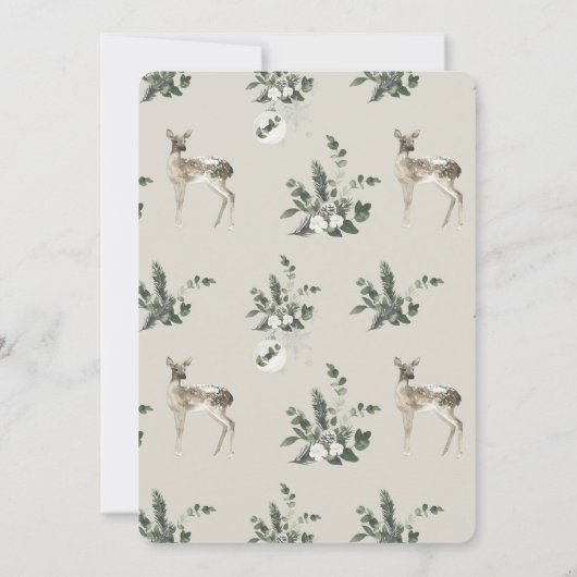 ボホウォーターカラーライトブルークリスマスホリデーパーティー 招待状 (裏面)