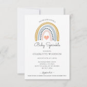 ボホウォーターカラーレインボーガールベビー散水 招待状 (正面)
