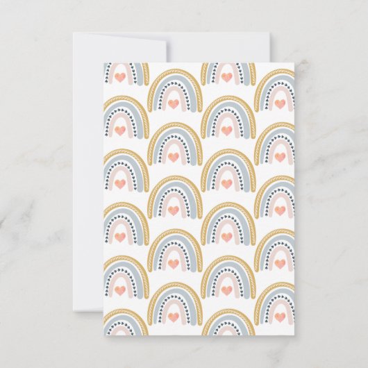 ボホウォーターカラーレインボーガールベビー散水 招待状 (裏面)