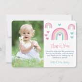 ボホウォーターカラーレインボーガール誕生日写真 サンキューカード (正面)