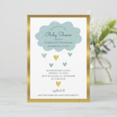 ボホウォーターカラーレインボークラウドブルー男の赤ちゃんシャワー 招待状 (スタンド正面)