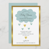 ボホウォーターカラーレインボークラウドブルー男の赤ちゃんシャワー 招待状 (正面/裏面)