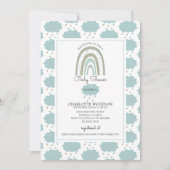 ボホウォーターカラーレインボークラウドブルー男の赤ちゃんシャワー 招待状 (正面)