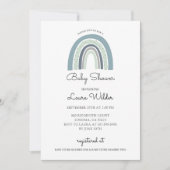 ボホウォーターカラーレインボーブルー男の赤ちゃんシャワー 招待状 (正面)