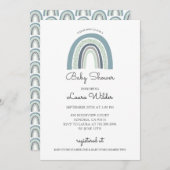 ボホウォーターカラーレインボーブルー男の赤ちゃんシャワー 招待状 (正面/裏面)