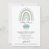 ボホウォーターカラーレインボーブルー男の赤ちゃんシャワー 招待状 (正面)