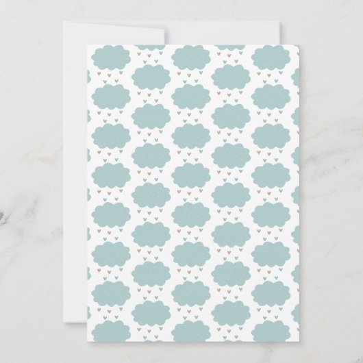 ボホウォーターカラーレインボーブルー男の赤ちゃんシャワー 招待状 (裏面)