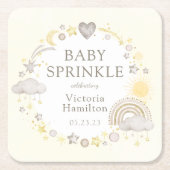 ボホウォーターカラーレインボーベビー振りかけ スクエアペーパーコースター (正面)