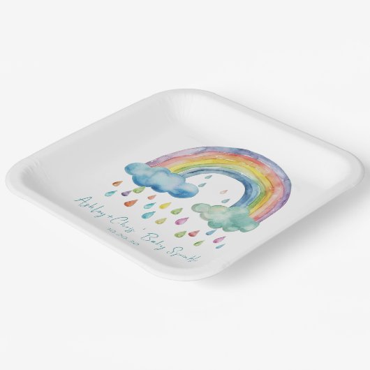 ボホウォーターカラーレインボーベビー振りかけ ペーパープレート (傾斜あり)