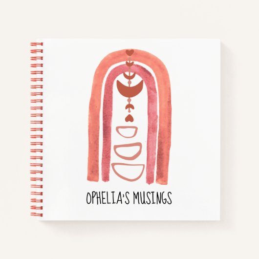 ボホウォーターカラーレインボー抽象芸術シェイプ名 ノートブック (正面)