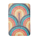 ボホウォーターカラーレッドティール(緑がかった色)オレンジレインボー バスマット (正面縦)