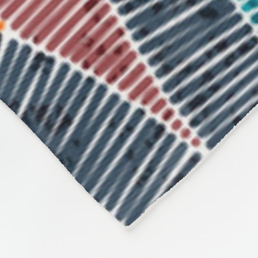 ボホウォーターカラーレッドティール(緑がかった色)オレンジレインボー フリースブランケット (角)