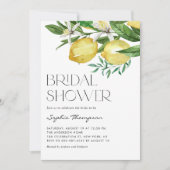 ボホウォーターカラーレモンと開花ブライダルシャワー 招待状 (正面)