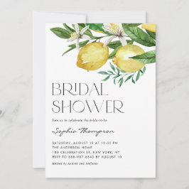 ボホウォーターカラーレモンと開花ブライダルシャワー 招待状