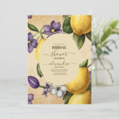 ボホウォーターカラーレモンブライダルシャワー 招待状 (スタンド正面)