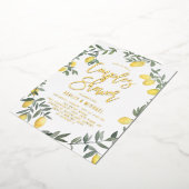 ボホウォーターカラーレモンリースカップルシャワー 箔招待状 (回転した状態)