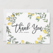 ボホウォーターカラーレモンリースサマー結婚ズ サンキューカード (正面)