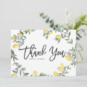 ボホウォーターカラーレモンリースサマー結婚ズ サンキューカード (スタンド正面)