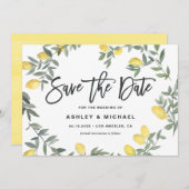 ボホウォーターカラーレモンリースサマー結婚ズ セーブザデート (正面/裏面)