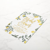 ボホウォーターカラーレモンリースブライダルシャワー 箔招待状 (回転した状態)