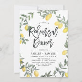ボホウォーターカラーレモンリースレハーサルディナー 招待状 (正面)