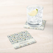 ボホウォーターカラーワイルドフラワーカスタムブライダルシャワー スクエアペーパーコースター (インサイチュ)