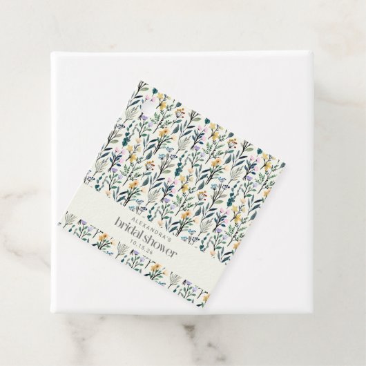 ボホウォーターカラーワイルドフラワーカスタムブライダルシャワー フェイバータグ (インサイチュ)