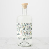 ボホウォーターカラーワイルドフラワーカスタムブライダルシャワー リキュールボトルラベル (正面)